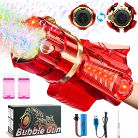 Bubble Machine Gun, Automatic Bubble Blaster for Toddlers Kids Ages 5 6 7 8 9 10 11 12 Year Old, Great Gifts for Children Adult, Bubble Shooter with Led Lights for Outdoor Party, Bubble Blower
