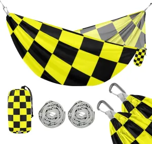Buffalo Plaid Check Black Yellow 330lb Capacity Outdoor Hammock Backyard Hammock for Outside Beach Patio Garden hamaca para acampar