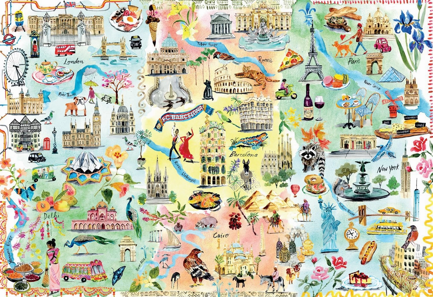 Buffalo Games - Fay Ford - Large City Map - 2000 Piece Jigsaw Puzzle for Adults - Challenging Puzzle Perfect for Game Nights - Finished Size is 38.50 x 26.50