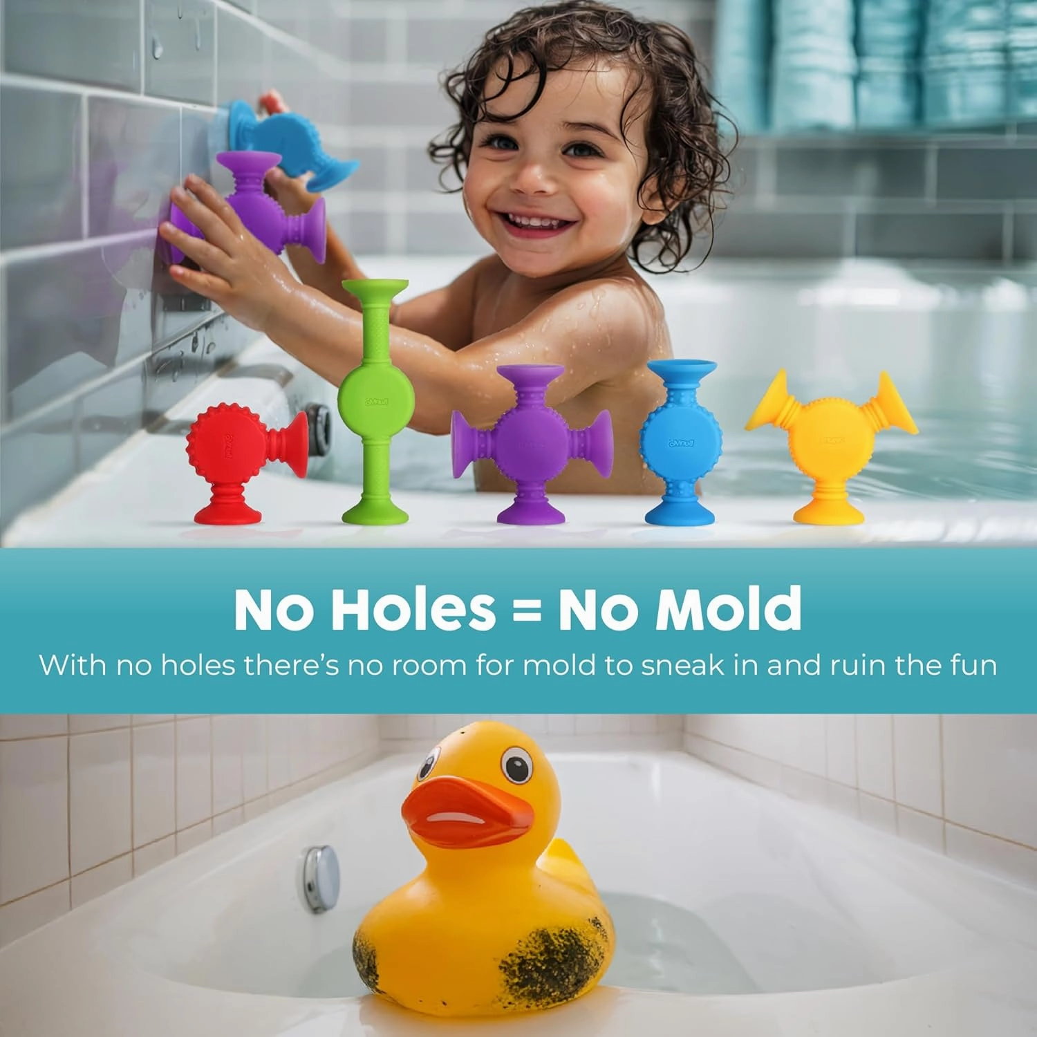 BUNMO Suction Bath Toys - Connect, Build, Create - Bath Toy - Hours of Fun & Creativity - Fine Motor Skills - Captivating & Stimulating Sensory Toy - Non-Mouthable Toy 3  - Textured 44 Pack
