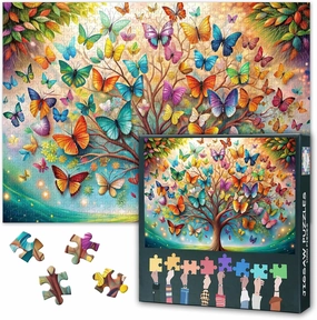 Butterfly Tree of Life Puzzles for Adults 1000 Pieces - Elegant Colorful Tree with Vibrant Leaves & Butterflies | Premium Jigsaw Puzzles 1000 Pieces for Relaxation & Home Decor 27.5" x 19.6"/70*50cm