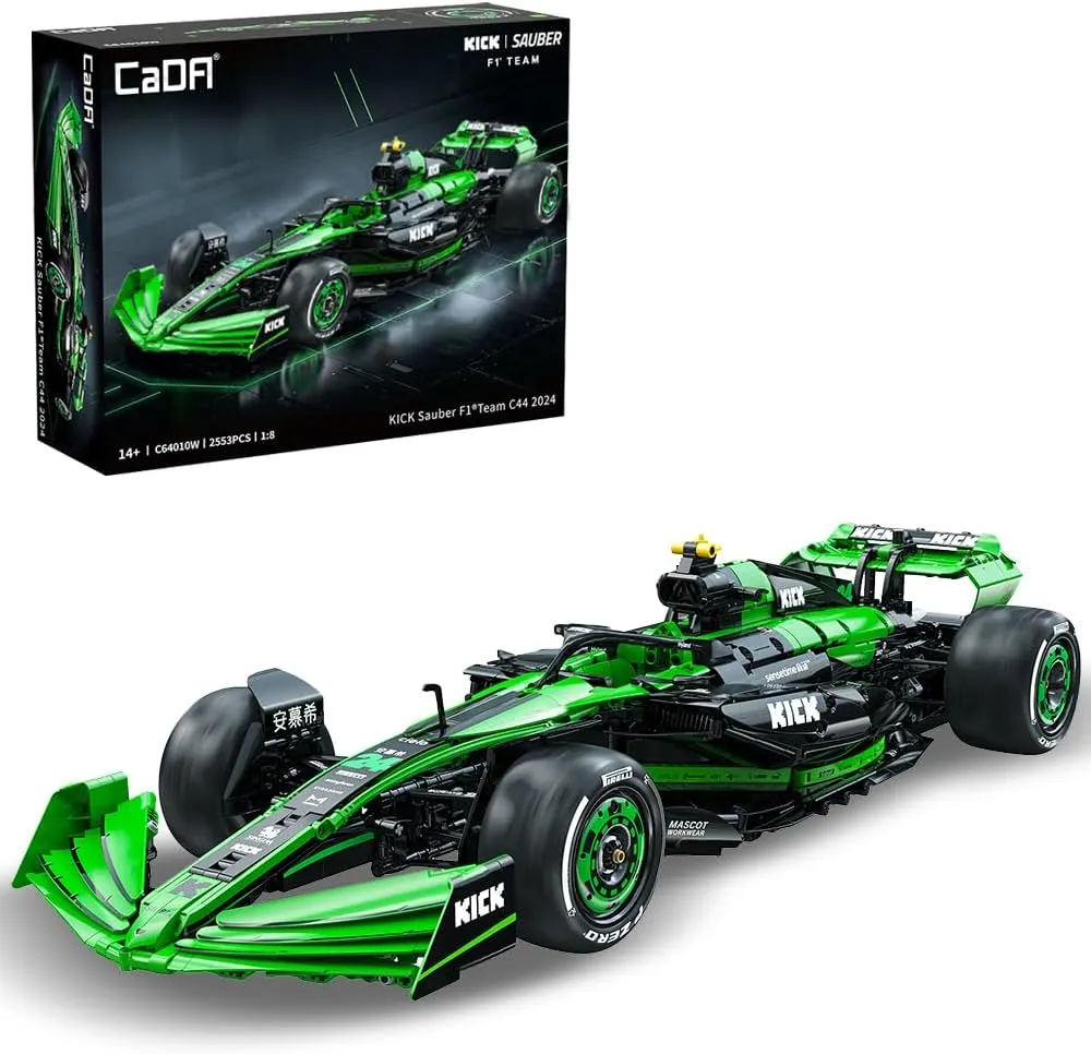 C64010W Kick Sauber F1 Team C44 Racing Building Set,MOC 1:8 F1 Building Block Car,Formula 1 Championship Super Car Model for Adults (2553pcs)