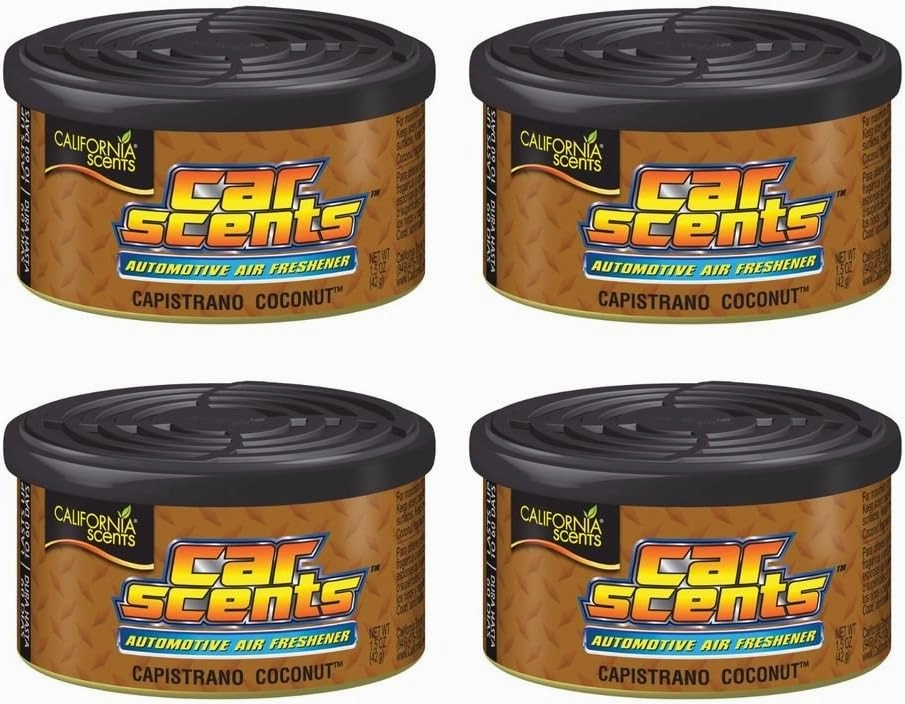 California Scents CCS-416TR Coconut Car Air Freshener, Set of 4, Long Lasting Fruity Fragrance, Environmentally Friendly, Light Weight Organic Product