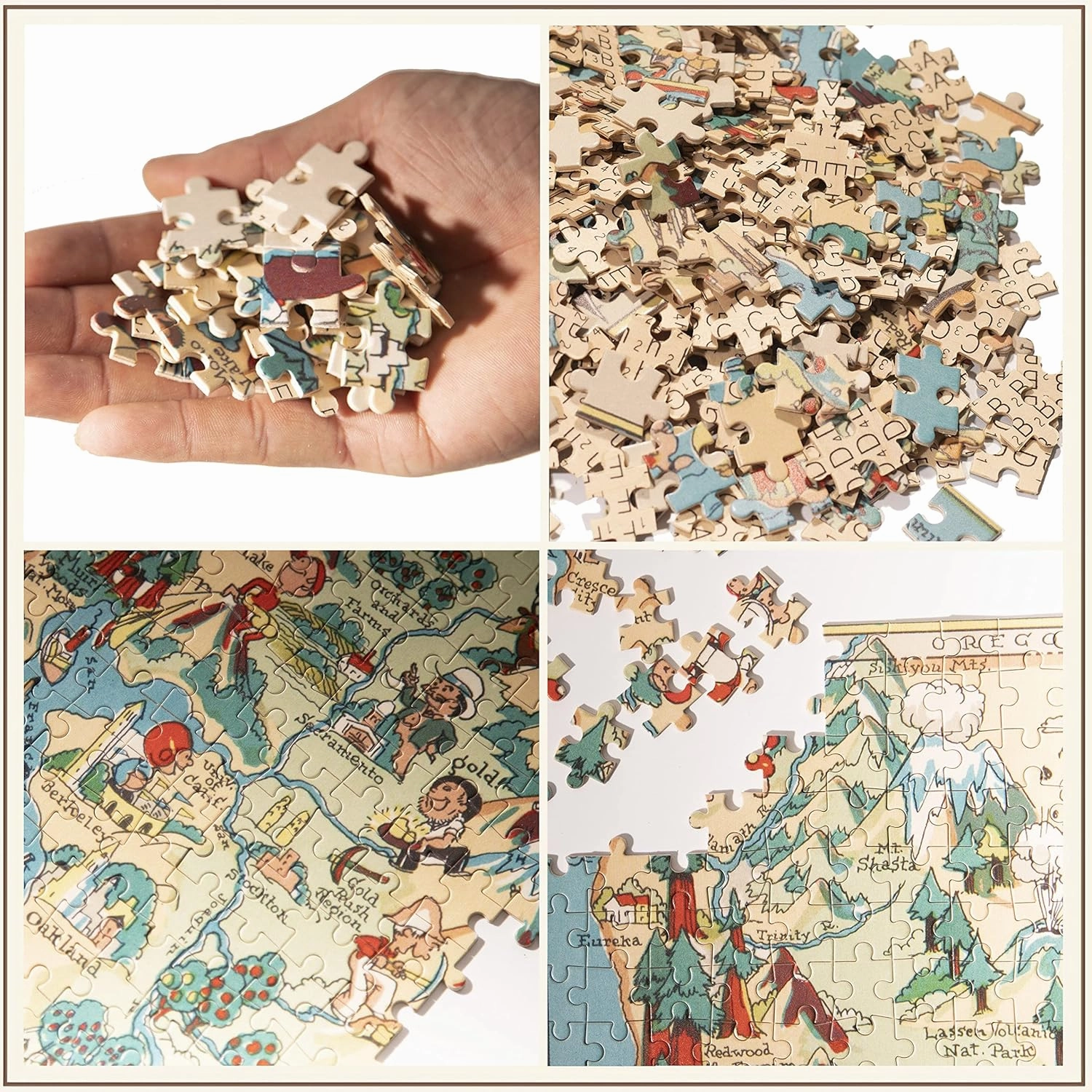 California Wooden Map Jigsaw Puzzle Toys for Adults USA of State Map Decorate Puzzle Games 500 Piece