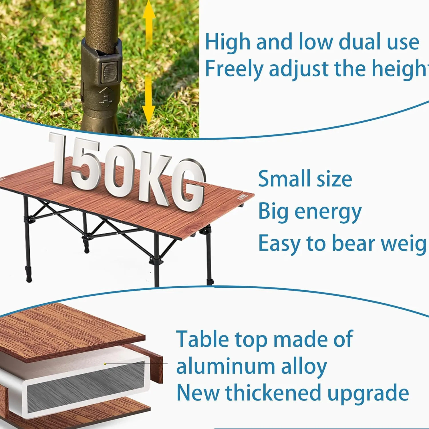 Camp Table Folding Picnic Table Camping Table Folding Camping Table Foldable Design Thick Material Portable Design Suitable for Outdoor Camping and Other Scenes (Need to be Installed)