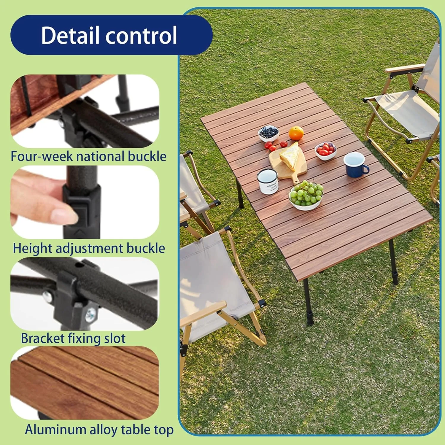 Camp Table Folding Picnic Table Camping Table Folding Camping Table Foldable Design Thick Material Portable Design Suitable for Outdoor Camping and Other Scenes (Need to be Installed)
