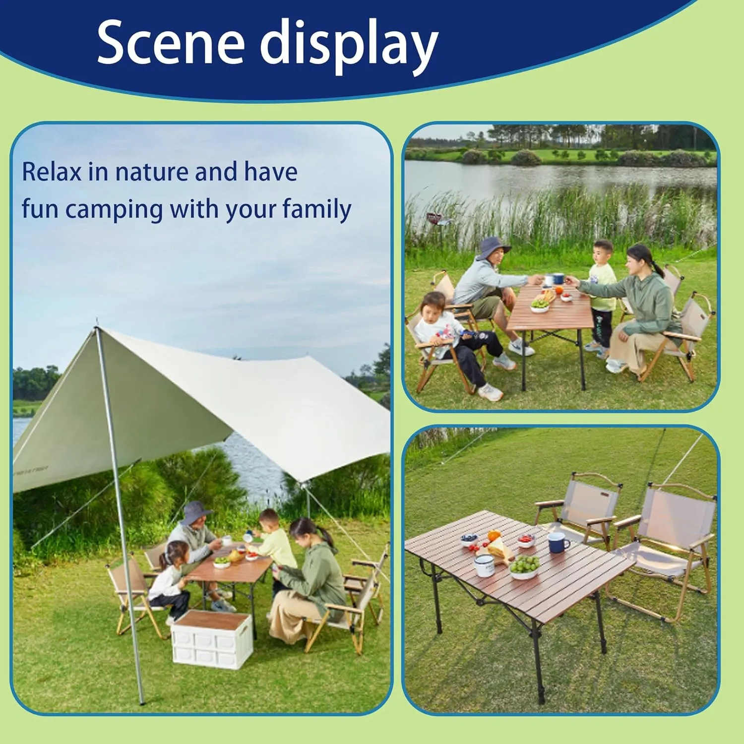 Camp Table Folding Picnic Table Camping Table Folding Camping Table Foldable Design Thick Material Portable Design Suitable for Outdoor Camping and Other Scenes (Need to be Installed)