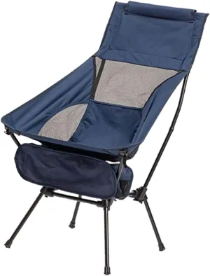 Camping Swing Chair, Compact High Back Furniture, Portable Chair, Telescopic Seat for Travel Hiking, Blue