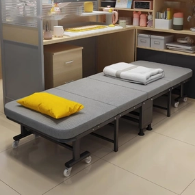 Camping Cot Sleeping Cots for Adults Four-Fold Design Universal Wheels No Installation Required Multi-Level Adjustment Suitable for Offices Living Rooms Hospitals 74.8 * 35.4 * 11.8 in
