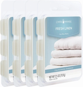 Candle Warmers Etc Classic Wax Melts 2.5oz, Fresh Linen Fragrance (4-Pack) – Each Pack has x4 2.5 oz Wax Melts and 30 Hours of Fragrance – Perfect for bedrooms, Living Rooms, and bathrooms
