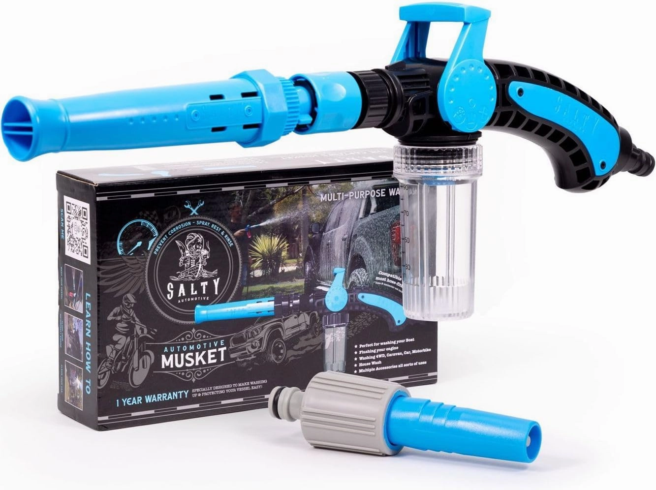 Captain's Musket Pressure Washer Gun with Eco-Friendly Foam Cannon, Adjustable Nozzle, Quick-Connect Hose, and Multi-Surface Cleaning Capability - Power Washer and Car Wash Kit
