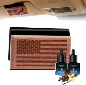 Car Air Freshener for Men – 90  Days Long Lasting – Wood Car Freshener with Amber Vanilla Scent – Includes 2x 8ML Essential Oil Refills – 0.54 FL OZ, Made in USA