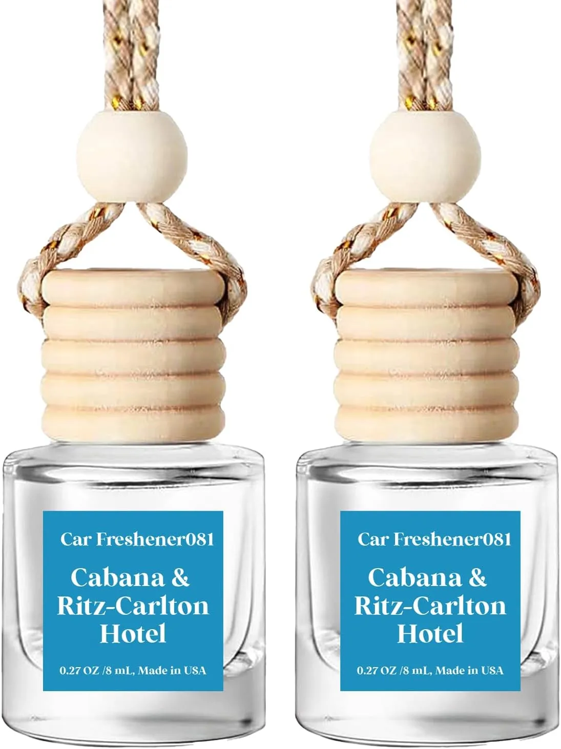 Car Air Freshener Hanging, Cabana & Ritz-Carlton Hotel scent,Essential Oil Diffuser for Car, Long Lasting Car Air Freshener, Made in USA