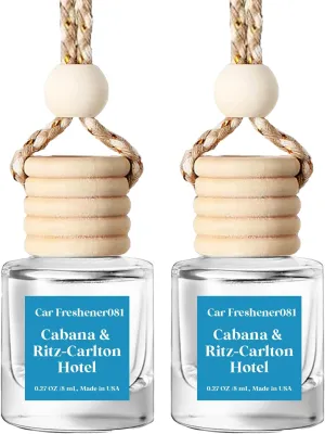 Car Air Freshener Hanging, Cabana & Ritz-Carlton Hotel scent,Essential Oil Diffuser for Car, Long Lasting Car Air Freshener, Made in USA