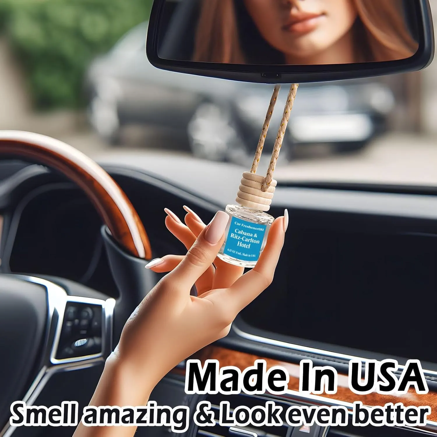 Car Air Freshener Hanging, Cabana & Ritz-Carlton Hotel scent,Essential Oil Diffuser for Car, Long Lasting Car Air Freshener, Made in USA