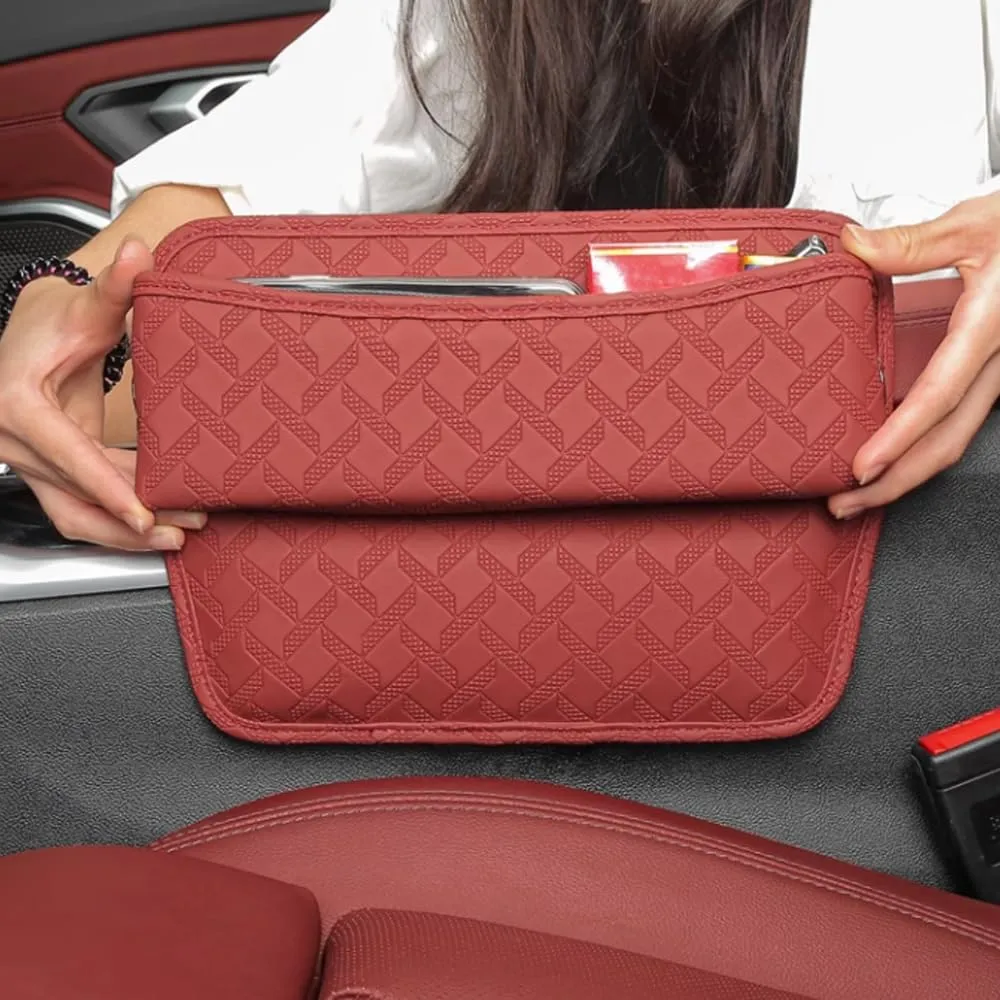 Car Seat Storage Box for Honda Accord/Civic/CR-V/HR-V/Integra/Jazz/Odyssey/ZR-V, Premium Leather Car Storage Box Car Tidy Essentials with USB Charging Hole,D Grey
