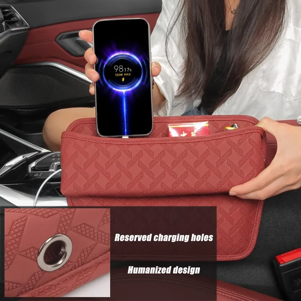 Car Seat Storage Box for Honda Accord/Civic/CR-V/HR-V/Integra/Jazz/Odyssey/ZR-V, Premium Leather Car Storage Box Car Tidy Essentials with USB Charging Hole,D Grey