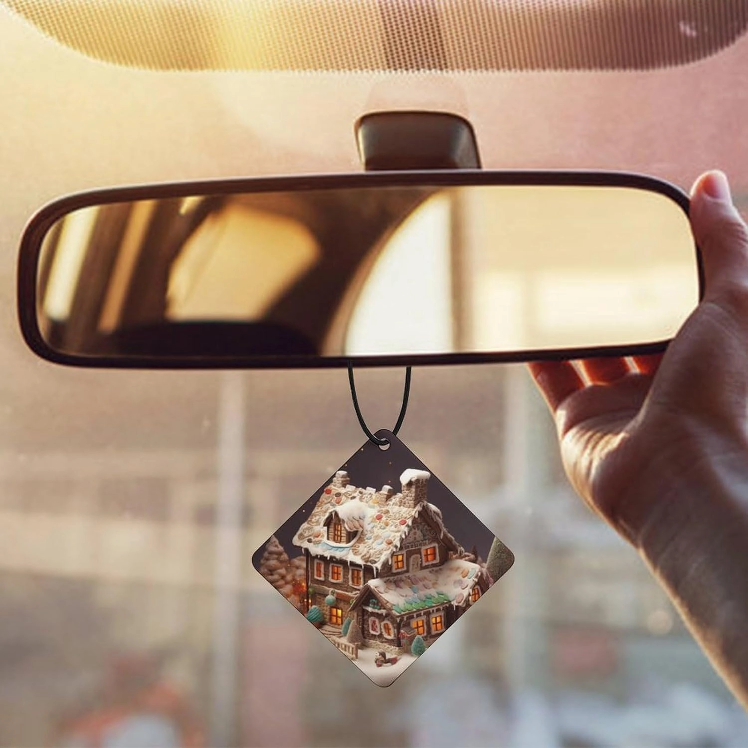 Car Air Freshener Hanging Scented Card for Car Christmas Village House Double-Sided Car Aromatherapy Tablet Long Lasting Car Freshener for Bedroom Wardrobe Shoe Cabinet