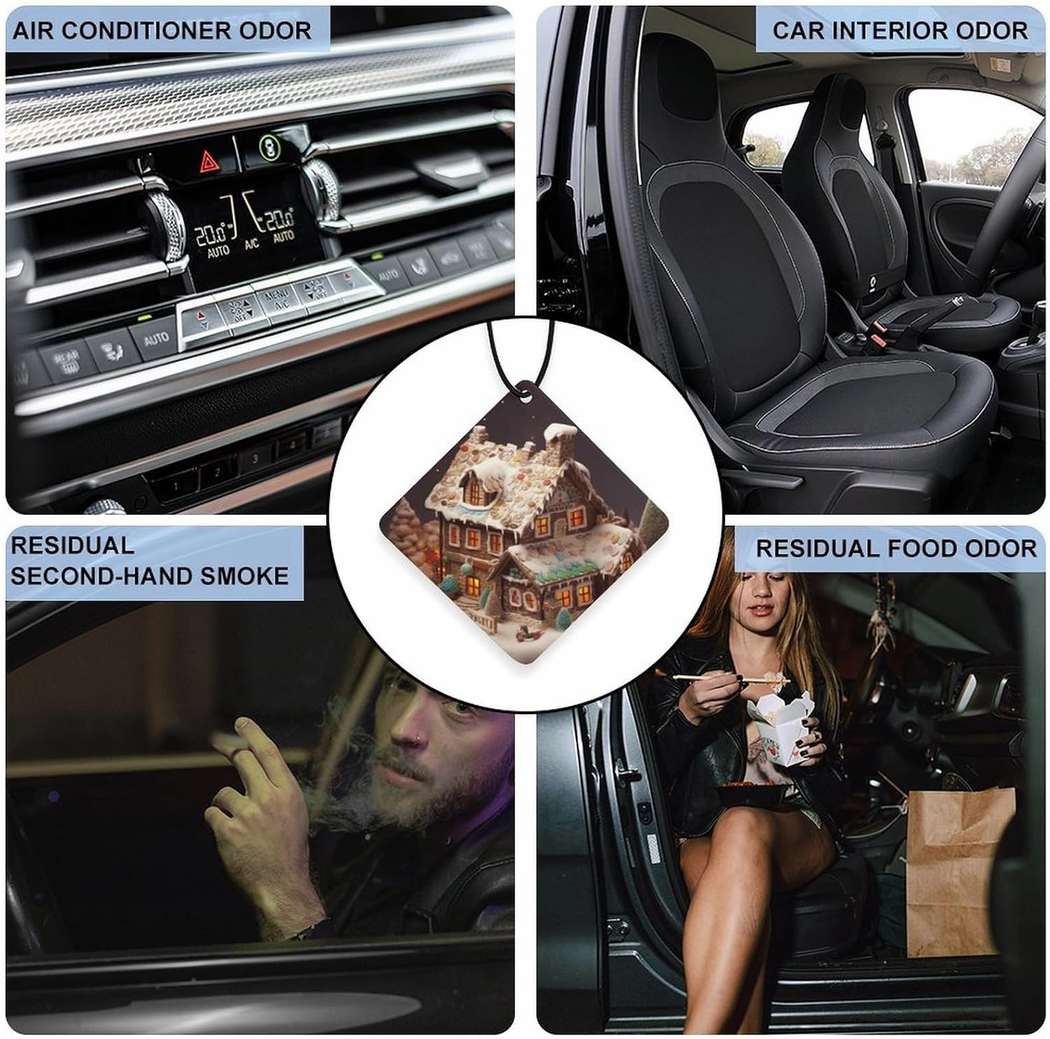 Car Air Freshener Hanging Scented Card for Car Christmas Village House Double-Sided Car Aromatherapy Tablet Long Lasting Car Freshener for Bedroom Wardrobe Shoe Cabinet