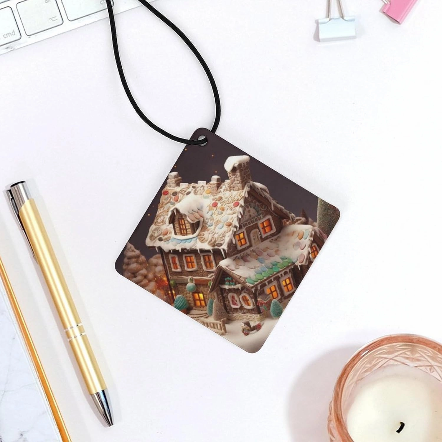 Car Air Freshener Hanging Scented Card for Car Christmas Village House Double-Sided Car Aromatherapy Tablet Long Lasting Car Freshener for Bedroom Wardrobe Shoe Cabinet