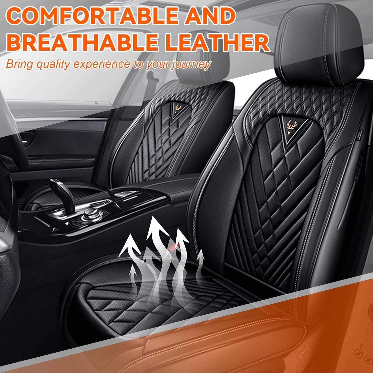 Car Seat Covers Fit for Lincoln Nautilus 2019-2025,5 Seat Comfort Non-Slip Seat Cover Airbag Compatible,Waterproof Leather Seat Covers(Standard 5 Seat,Black)