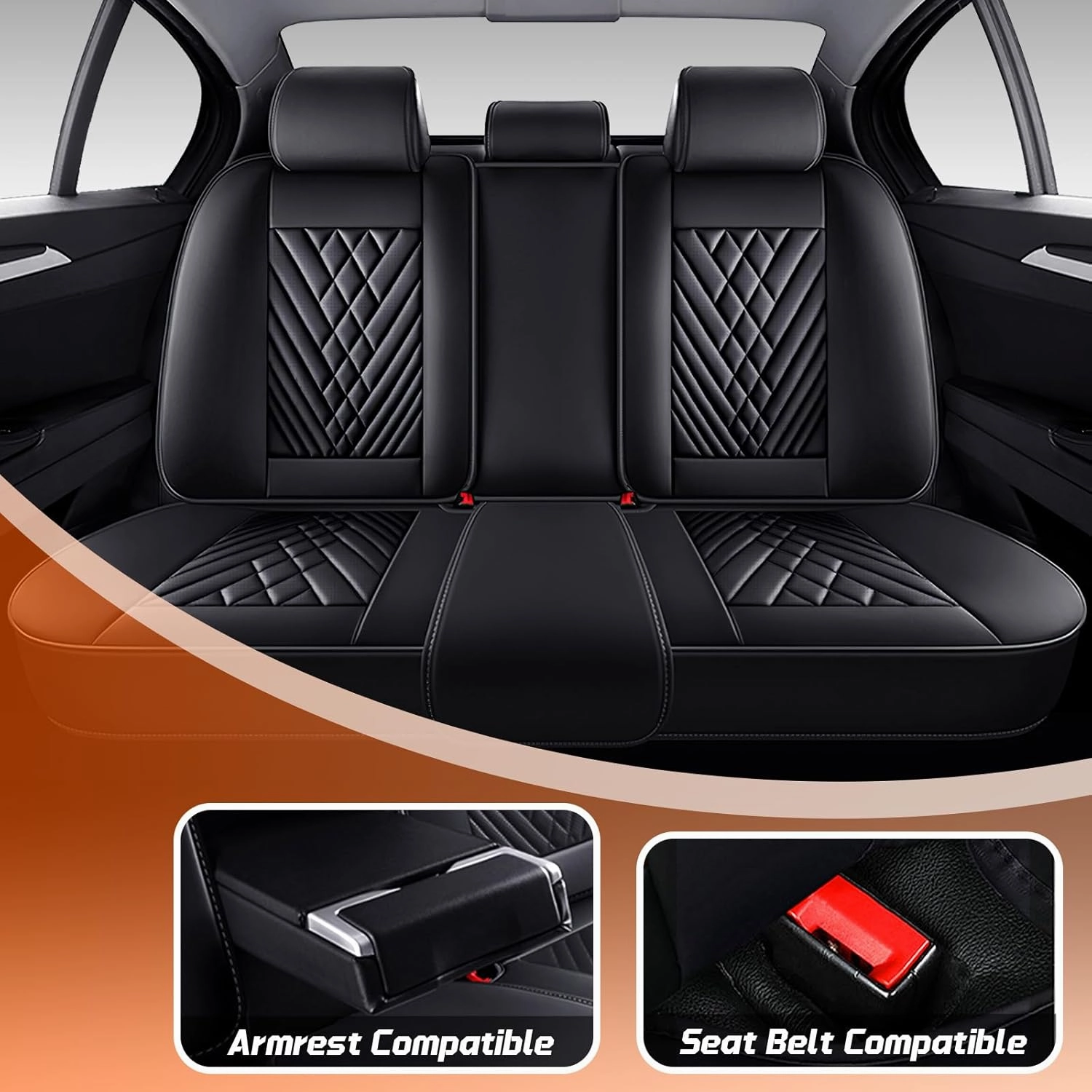 Car Seat Covers Fit for Lincoln Nautilus 2019-2025,5 Seat Comfort Non-Slip Seat Cover Airbag Compatible,Waterproof Leather Seat Covers(Standard 5 Seat,Black)