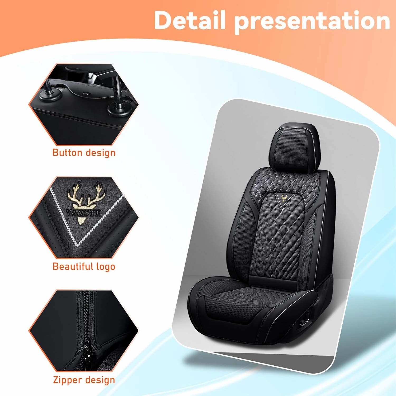Car Seat Covers Fit for Lincoln Nautilus 2019-2025,5 Seat Comfort Non-Slip Seat Cover Airbag Compatible,Waterproof Leather Seat Covers(Standard 5 Seat,Black)