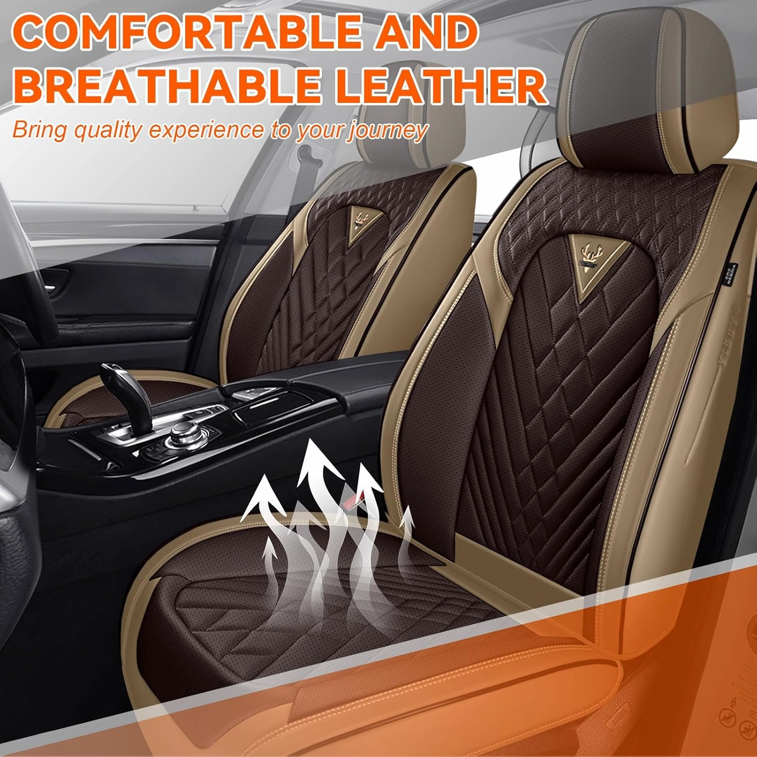 Car Seat Covers Fit for Subaru Ascent 2019-2025,5 Seat Comfort Non-Slip Seat Cover Airbag Compatible,Waterproof Leather Seat Covers(Standard 5 Seat,Beige Coffee)