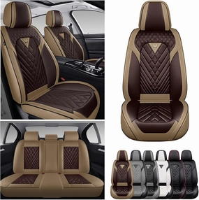 Car Seat Covers Fit for Subaru Ascent 2019-2025,5 Seat Comfort Non-Slip Seat Cover Airbag Compatible,Waterproof Leather Seat Covers(Standard 5 Seat,Beige Coffee)