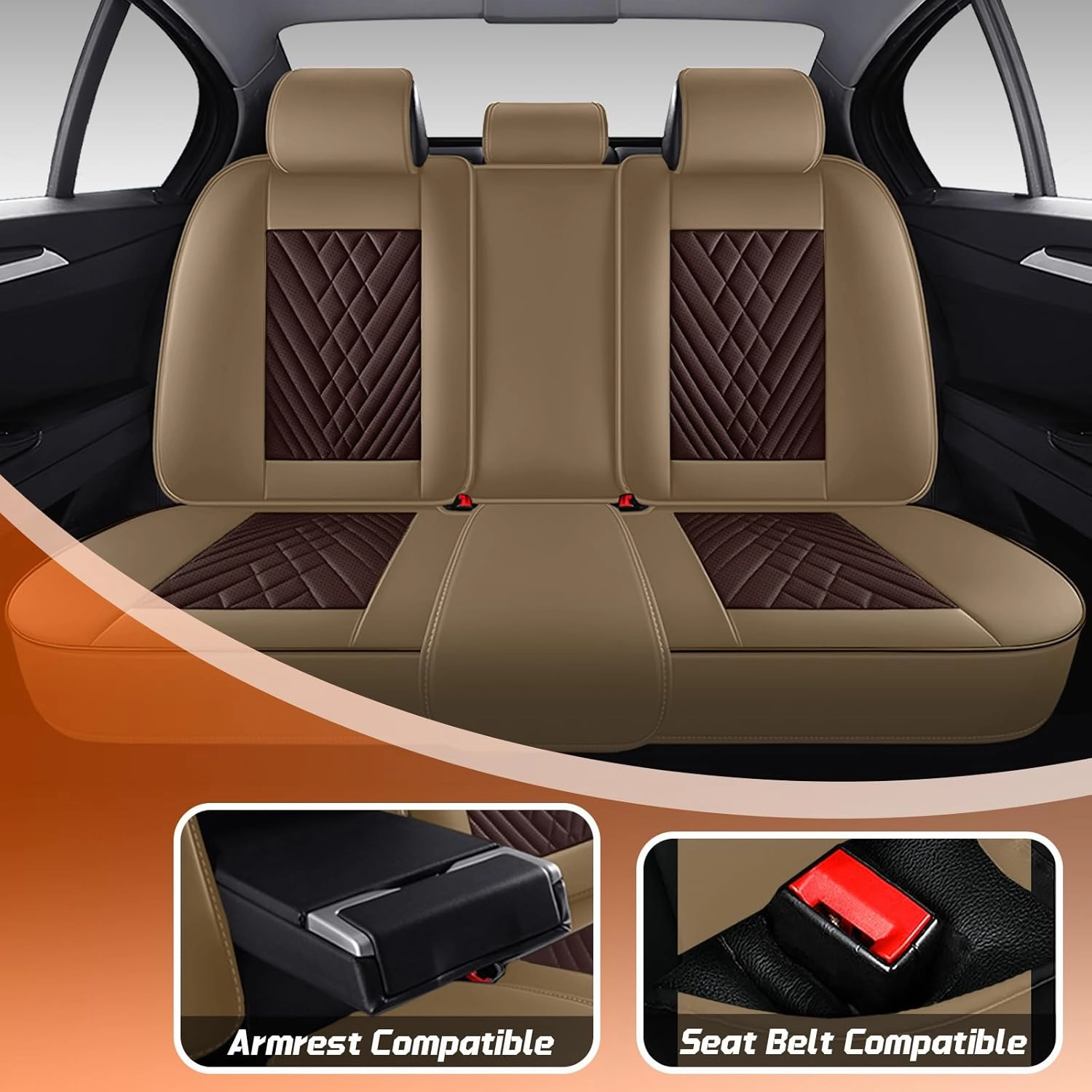 Car Seat Covers Fit for Subaru Ascent 2019-2025,5 Seat Comfort Non-Slip Seat Cover Airbag Compatible,Waterproof Leather Seat Covers(Standard 5 Seat,Beige Coffee)