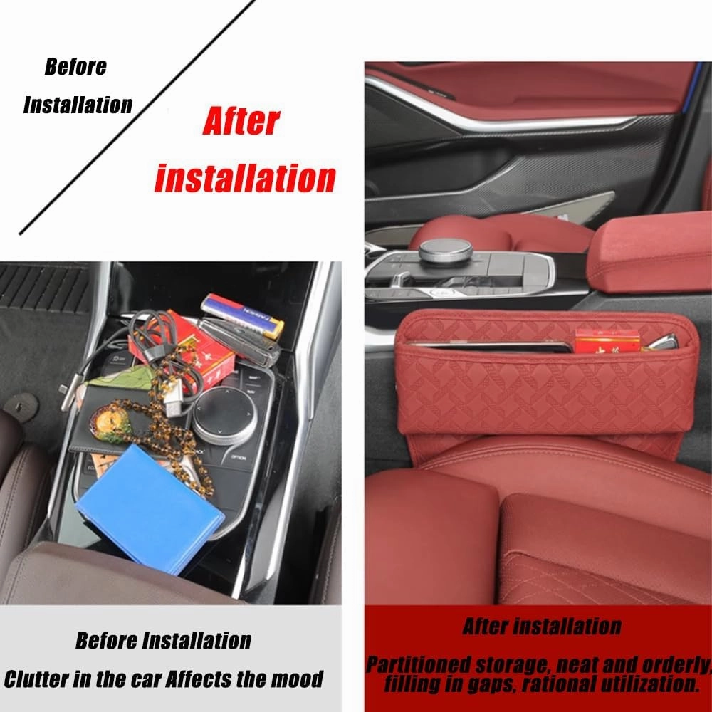 Car Seat Storage Box for Lexus ES/GX/is/LBX/LC/LM/LS/LX/NX/RC/RX, Premium Leather Car Storage Box Car Tidy Essentials with USB Charging Hole,C Orange