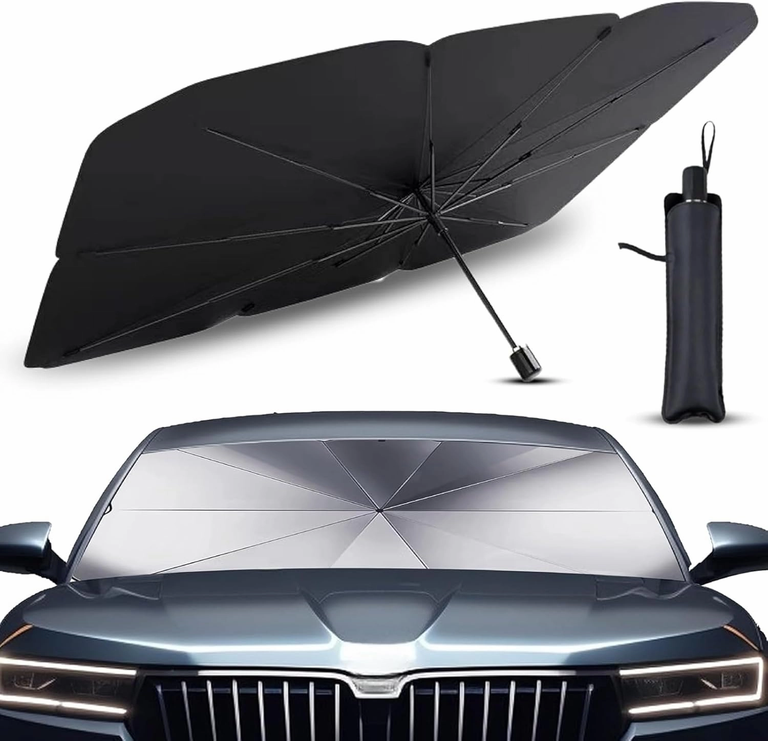 Car Windscreen Umbrella Sun Shade for Daewoo Evanda/Kalos/Lacetti/Lanos/Leganza/Matiz/Nexia Car Windscreen Cover Foldable Front Windscreen Sun Shade Protector for Cars