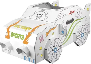 Cardboard Car for Kids - DIY Playhouse & Coloring Activity | Large Pretend Play Vehicle - Recyclable & Eco-Friendly | Great Gift for Boys & Girls Ages 3-8