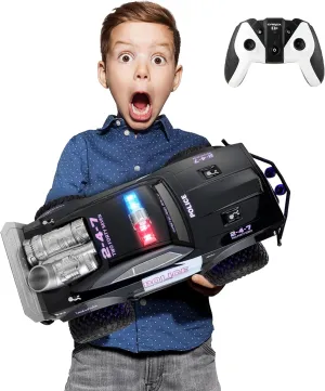 Carox Large Remote Control Police Car Toy with Lights and Sirens for Boys 1:8 Cop Car with Three Rechargeable Battery Durable RC Police Truck for Kids 4 Years and Up A Surprising