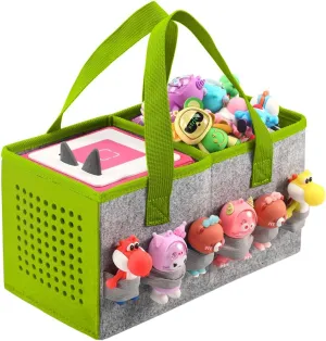 Carrying Case for Toniebox Starter Set and Tonies Figurines, Travel Felt Cloth Musical Toy Folding Bag for Toniebox Accessories (Green)