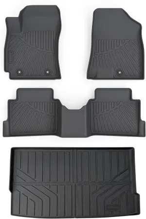 Cartist Floor Mats and Cargo Liner Fit for Hyundai Kona 2024 2025 (No Electric Model) Limited | N Line | SE | SEL Accessories All Weather TPE 1st & 2nd Row Car Rear Trunk Mats