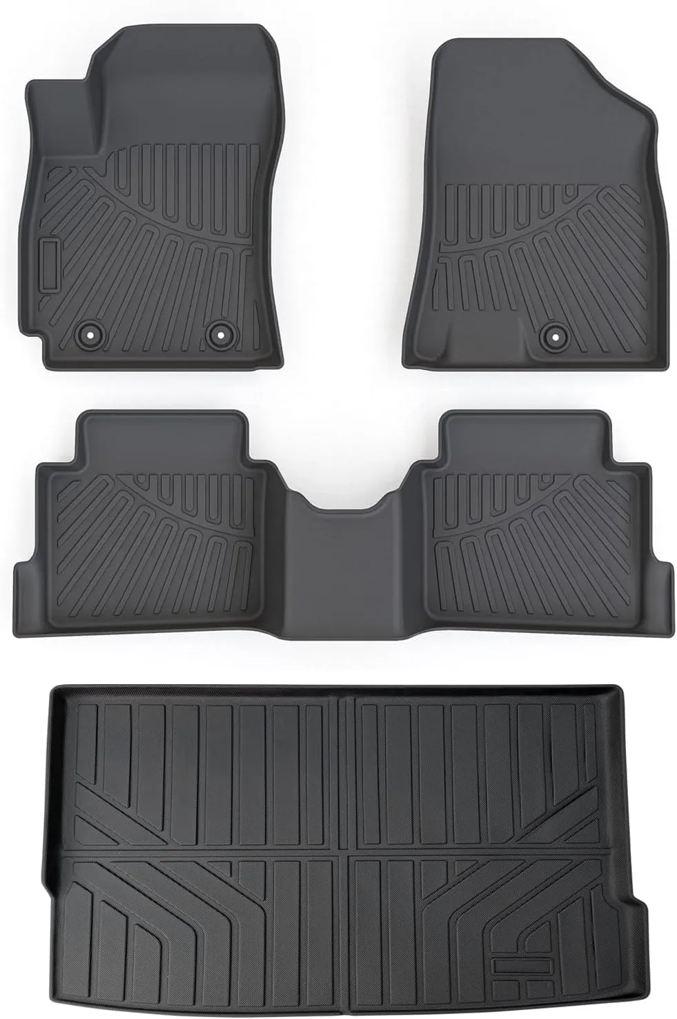 Cartist Floor Mats and Cargo Liner Fit for Hyundai Kona 2024 2025 (No Electric Model) Limited | N Line | SE | SEL Accessories All Weather TPE 1st & 2nd Row Car Rear Trunk Mats