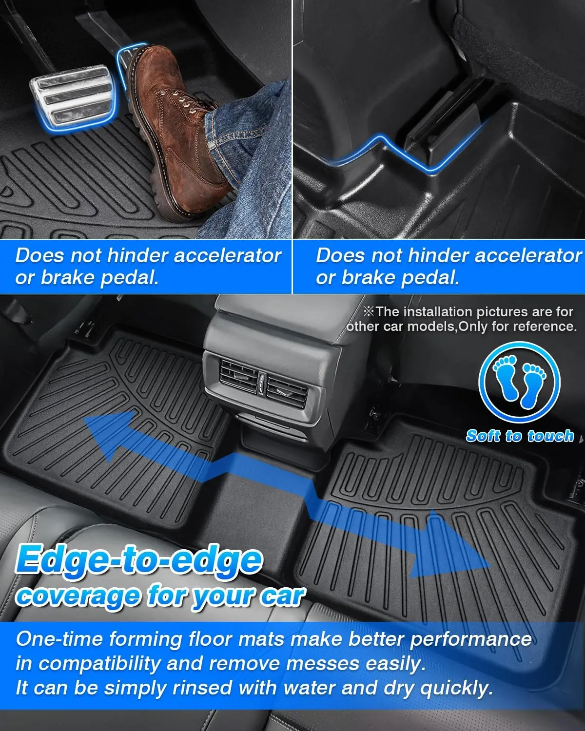 Cartist Floor Mats and Cargo Liner Fit for Hyundai Kona 2024 2025 (No Electric Model) Limited | N Line | SE | SEL Accessories All Weather TPE 1st & 2nd Row Car Rear Trunk Mats