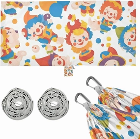Cartoon Cute Colorful Clown Hammocks with Tree Straps Fabric Hammock for Outside Beach Patio Garden