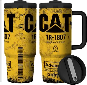 CAT Oil 30 oz Tumbler with Handle Funny Tumbler for Men Dad Birthday Gifts for Men Travel Mug Double Wall Vacuun Insulated Cup with Lid and Straw (Pack of 1)