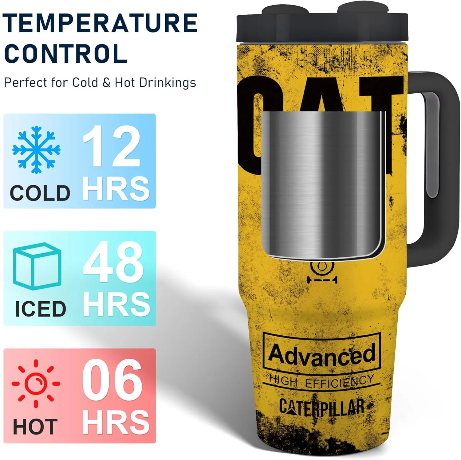 CAT Oil 30 oz Tumbler with Handle Funny Tumbler for Men Dad Birthday Gifts for Men Travel Mug Double Wall Vacuun Insulated Cup with Lid and Straw (Pack of 1)