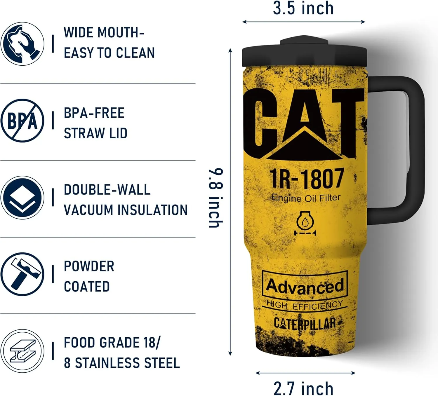 CAT Oil 30 oz Tumbler with Handle Funny Tumbler for Men Dad Birthday Gifts for Men Travel Mug Double Wall Vacuun Insulated Cup with Lid and Straw (Pack of 1)