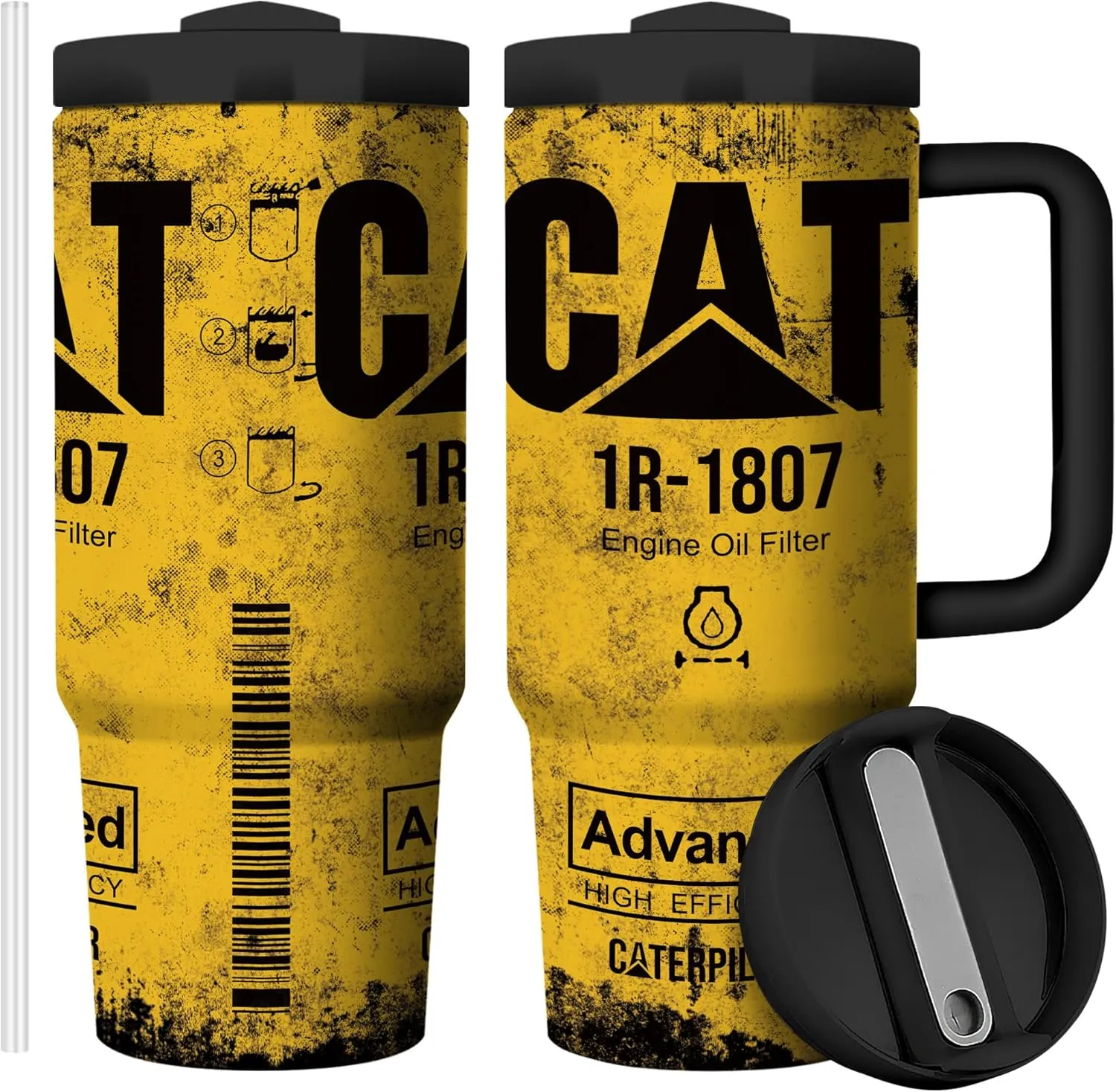 CAT Oil 30 oz Tumbler with Handle Funny Tumbler for Men Dad Birthday Gifts for Men Travel Mug Double Wall Vacuun Insulated Cup with Lid and Straw (Pack of 1)