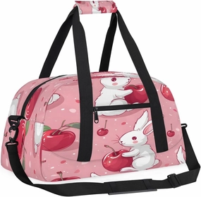 Cherry Rabbits Kids Overnighter Duffel Bags for Boys, Carry-On Size Sports Gym Bag with Front Zipper Pocket for School Practice or Overnight Travel Weekender Sleepover Tote Bag