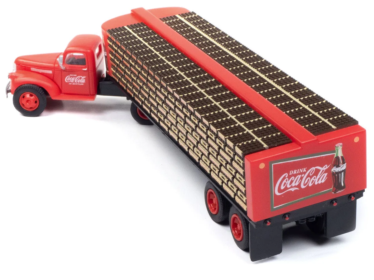 Chevrolet 1941-1946 Tractor Red with Flatbed Bottle Trailer "Coca-Cola" "Mini Metals" Series 1/87 (HO) Scale Model Car by Classic Metal Works