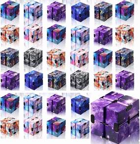 Chivao 36 Pcs Infinity Cube Sensory Toy Handheld Infinite Toy Flipping Hand Cube Desk Gadget Gift Portable Blocks for Adults Anxiety Stress Relief(Starry Sky Style)