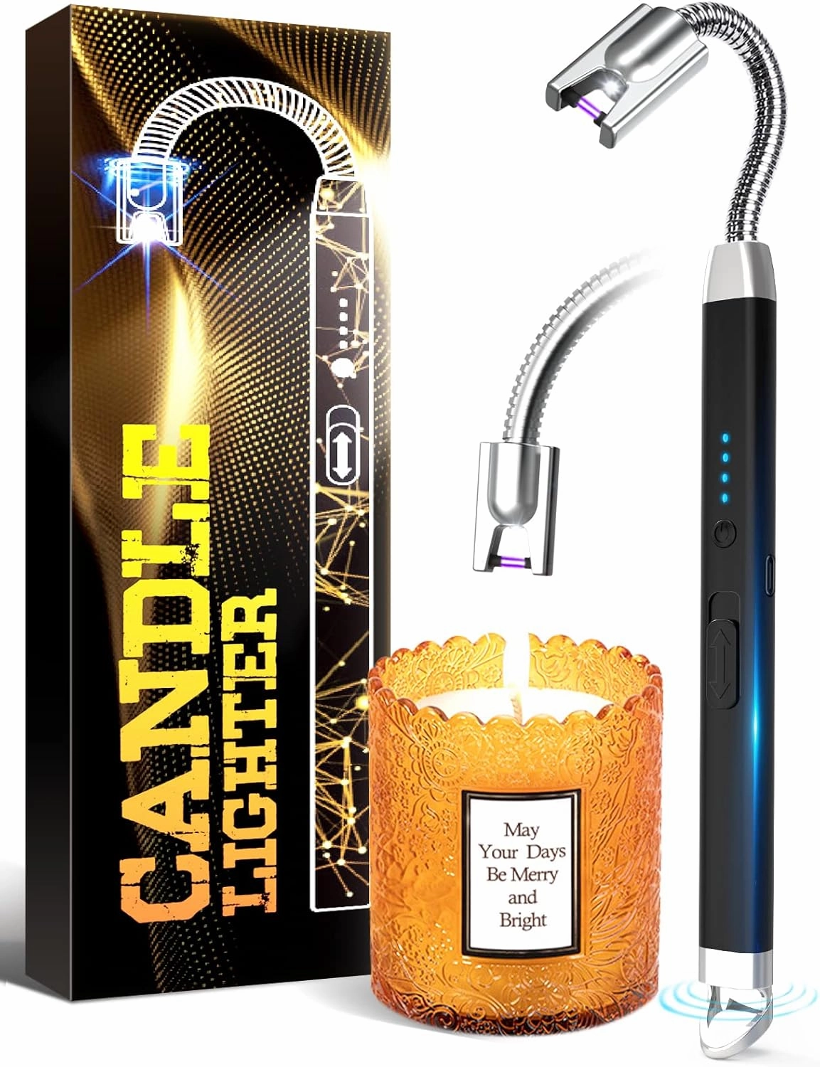 Christmas Stocking Stuffers Gifts for Women Electric Candle Lighters - 2 Pack Men Gifts LED Light Arc Lighter Rechargeable Flameless Windproof Plasma Lighters for Grill Gift Ideas for Her Wife Adult