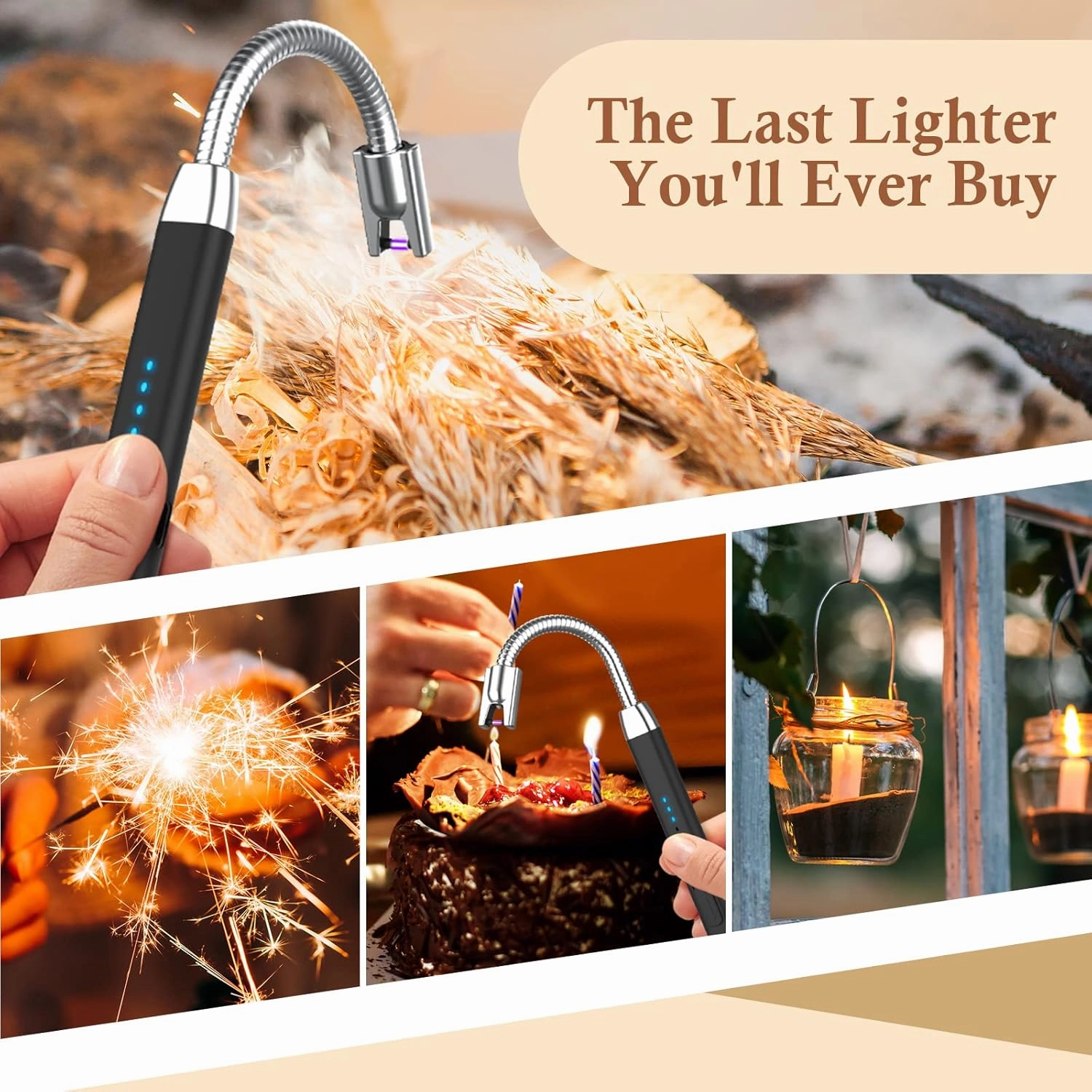 Christmas Stocking Stuffers Gifts for Women Electric Candle Lighters - 2 Pack Men Gifts LED Light Arc Lighter Rechargeable Flameless Windproof Plasma Lighters for Grill Gift Ideas for Her Wife Adult