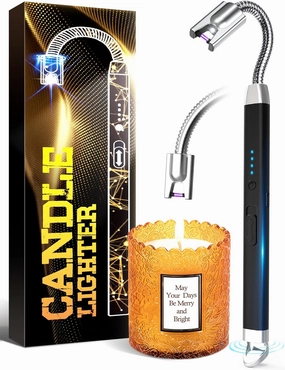 Christmas Stocking Stuffers Gifts for Women Electric Candle Lighters - 2 Pack Men Gifts LED Light Arc Lighter Rechargeable Flameless Windproof Plasma Lighters for Grill Gift Ideas for Her Wife Adult