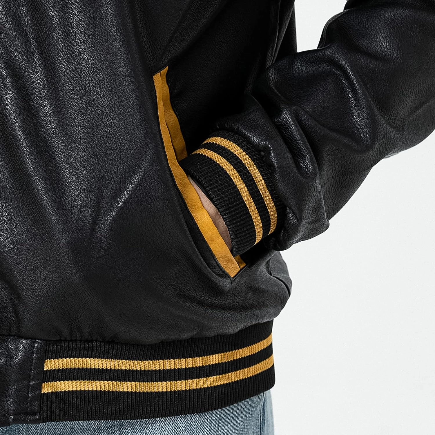 chuida Mens Stand Collar leather jacket Motorcycle Lightweight leather jacket men Faux Leather Bomber Casual Outwear